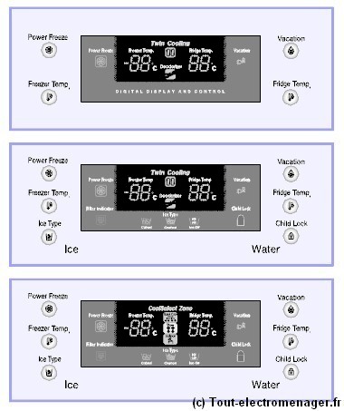 Codes pannes réfrigérateur Samsung type RS