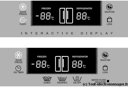 Affichage réfrigérateur Samsung SRS2029C Affichage réfrigérateur Samsung SRS2029C