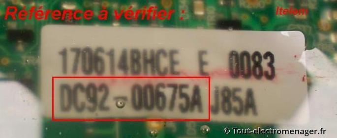 Code panne 3E: Module électronique DC92-00675A Code panne 3E: Module électronique DC92-00675A