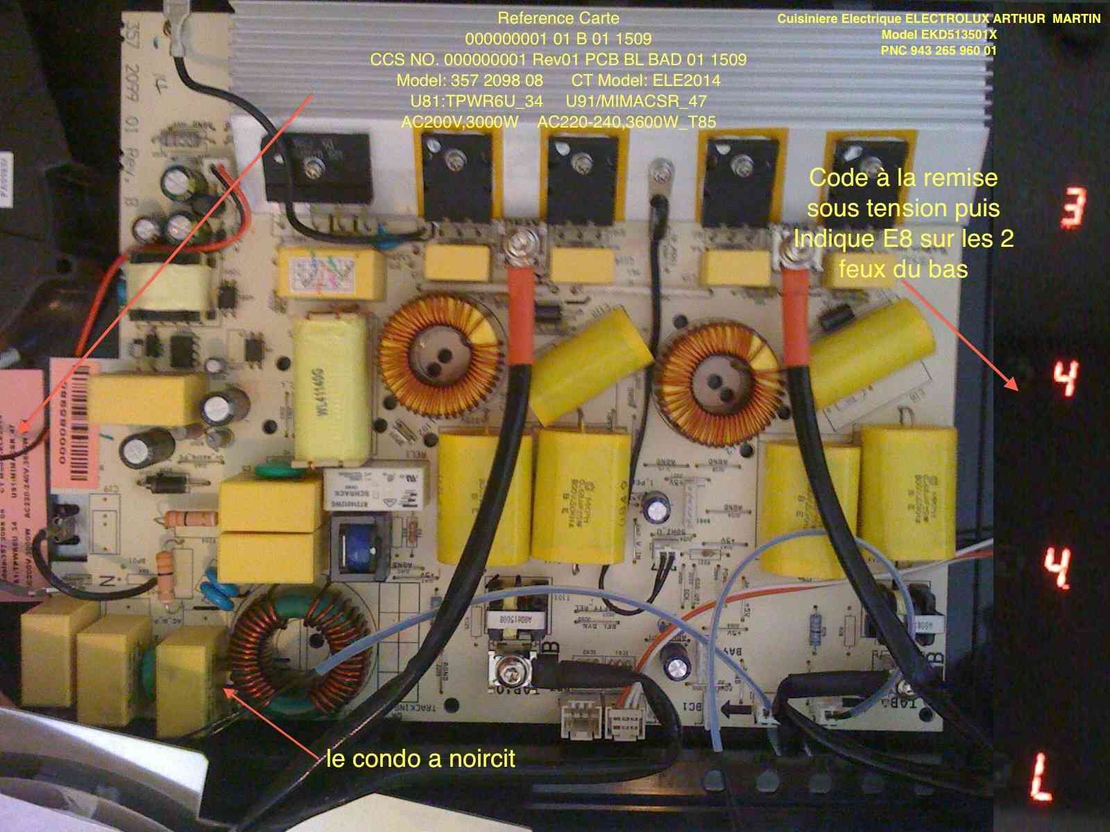 erreur E5 sur induction Electrolux - Table de cuisson - Forum d'aide à la  réparation d'appareils électroménagers, de chauffage, de jardinage, de  bricolage - Adepem.com